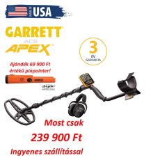 Garrett Ace APEX 8,5x11" fémdetektor fémkereső Raider tekerccsel Wireless fejhallgatóval + ajándék pinpointer